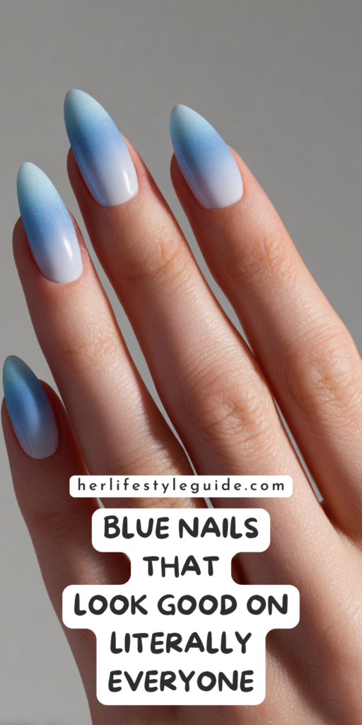 a pin that says in a large font blue nails