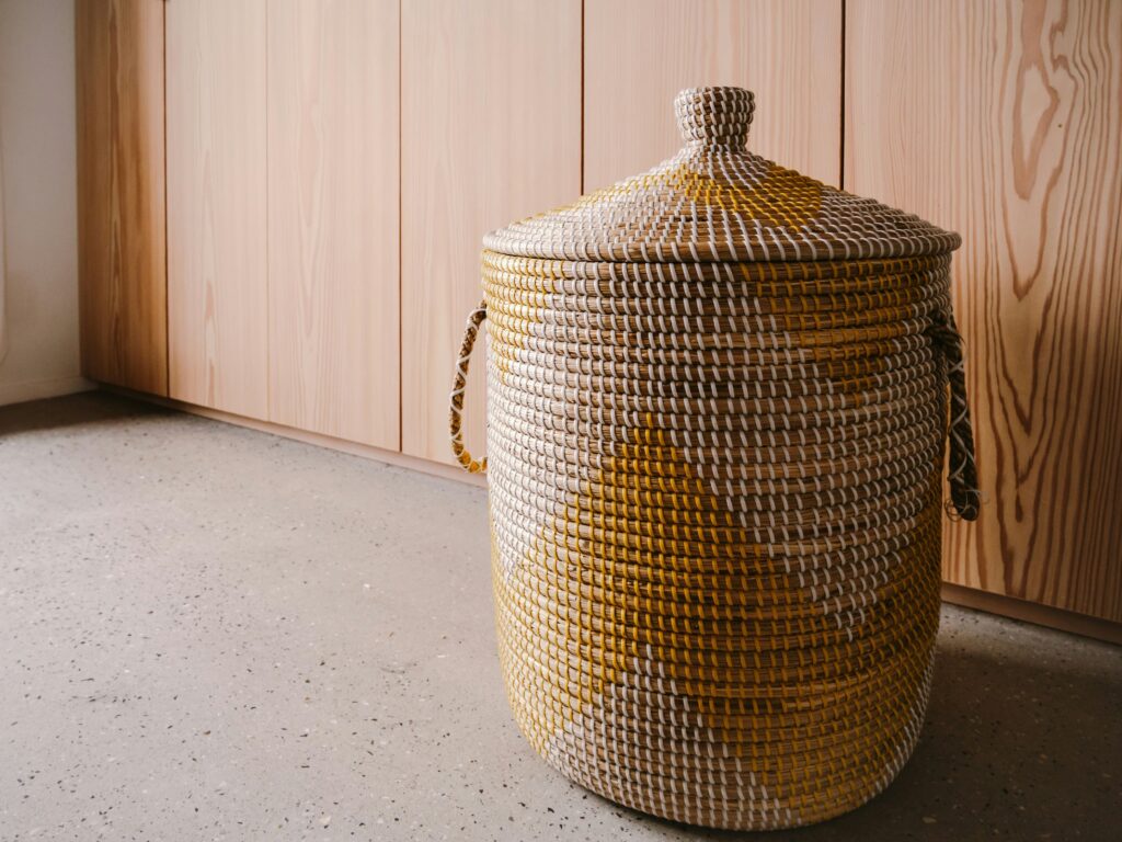 a woven basket for clutter