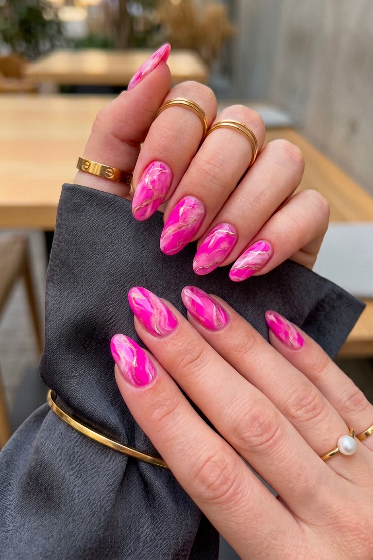 a featured image for a blog post about electric pink nails