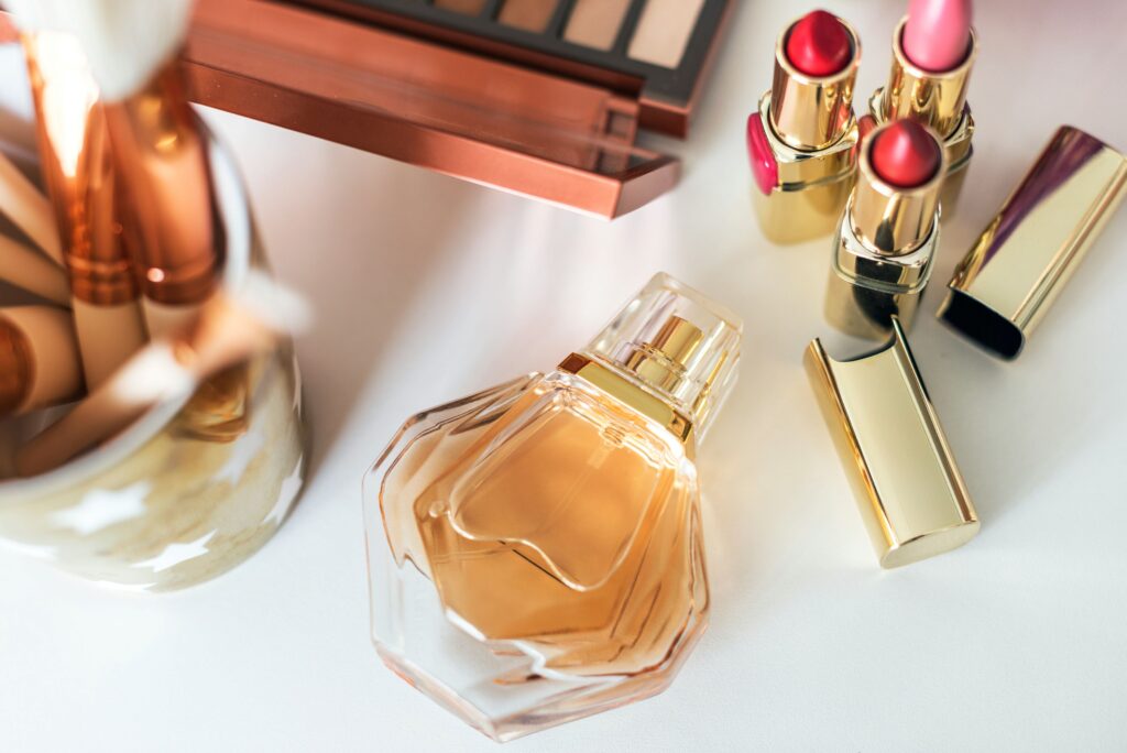 perfume on the table